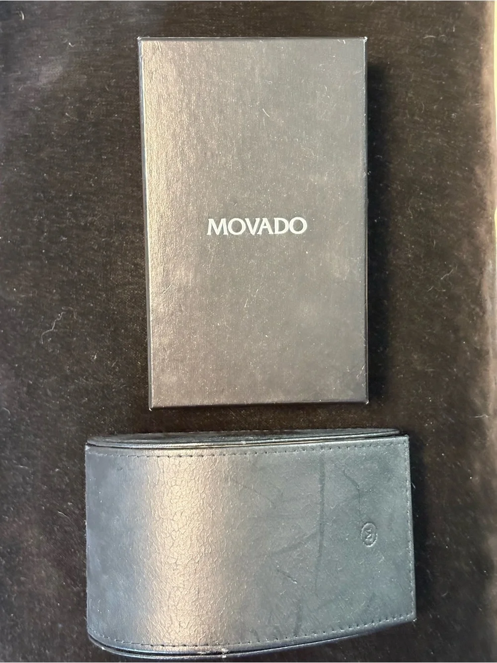 Movado Black Dial Silver-Tone Case Women’s Watch with Black Snake Leather Strap
